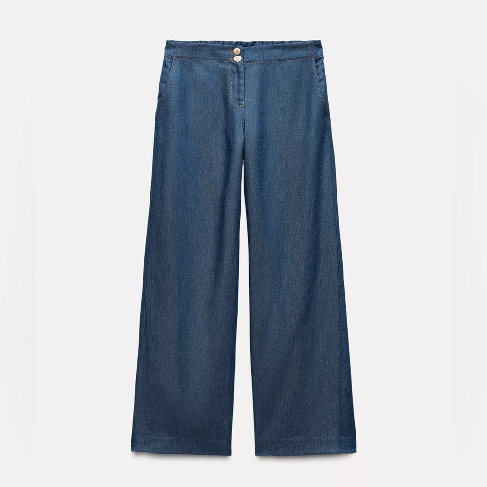 Zara Blue Flare Wide Leg Jeans